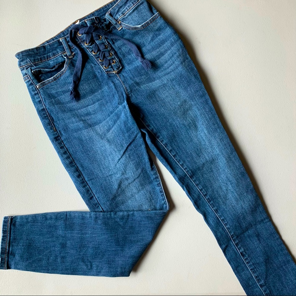 Lace up jeans